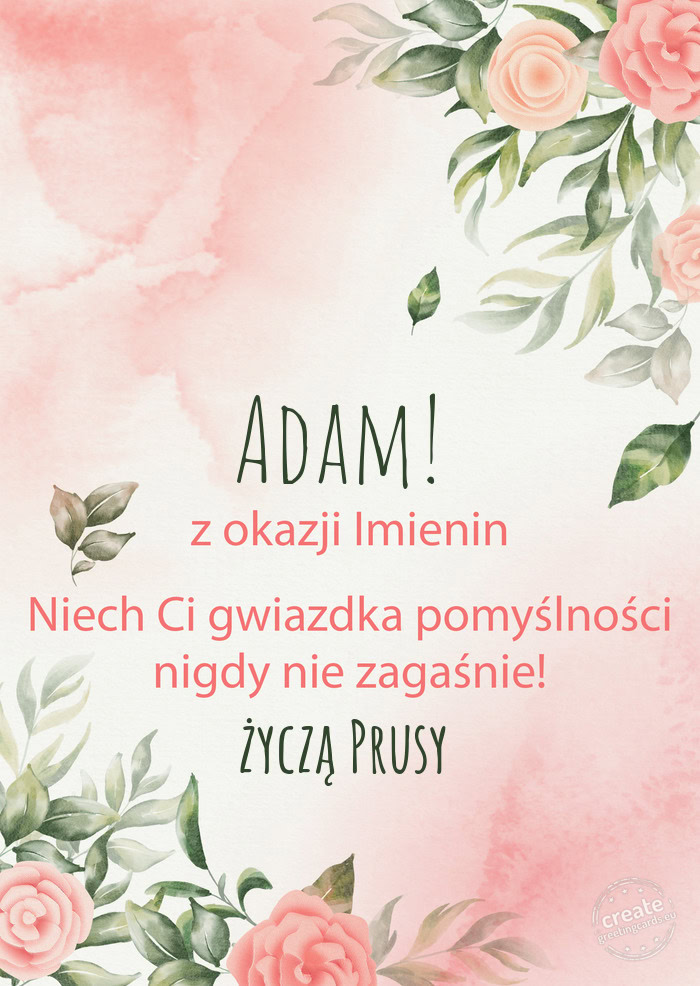 Adam! Z okazji imienin, wszystkiego najlepszego życzą Prusy