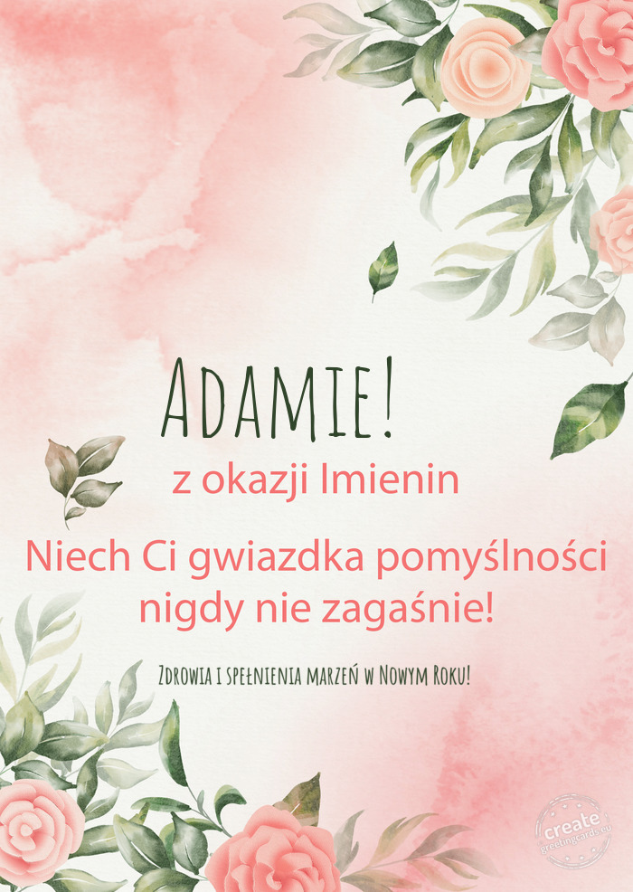 Adamie! 😉 Z okazji imienin, wszystkiego najlepszego Zdrowia i spełnienia marzeń w Nowym