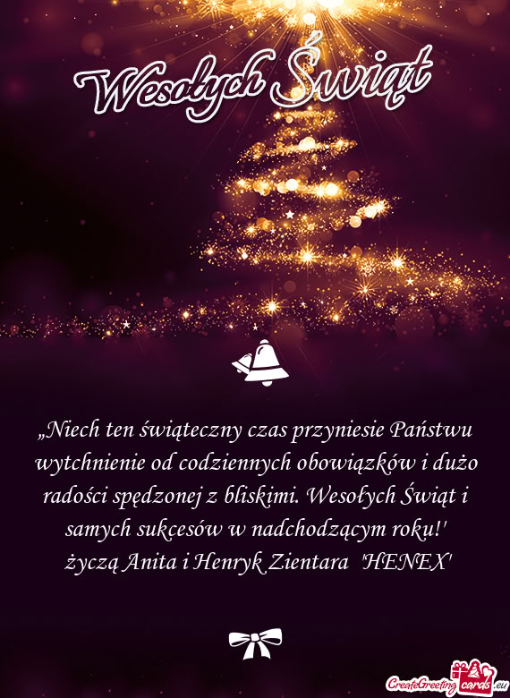 Adości spędzonej z bliskimi. Wesołych Świąt i samych sukcesów w nadchodzącym roku!”