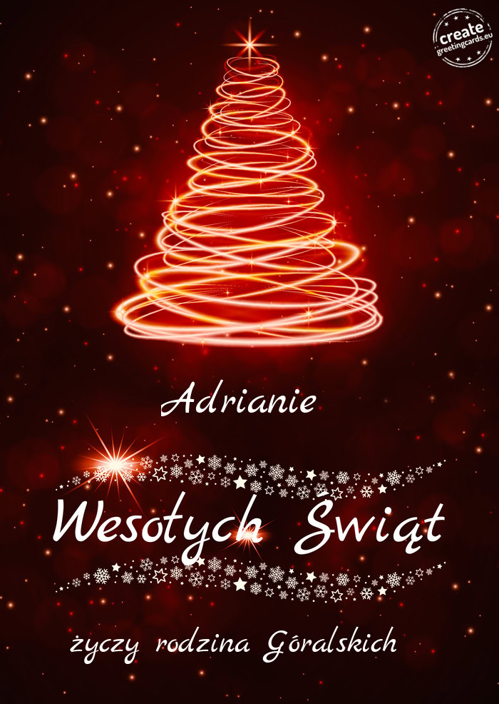 Adrianie Wesołych Świat rodzina Góralskich