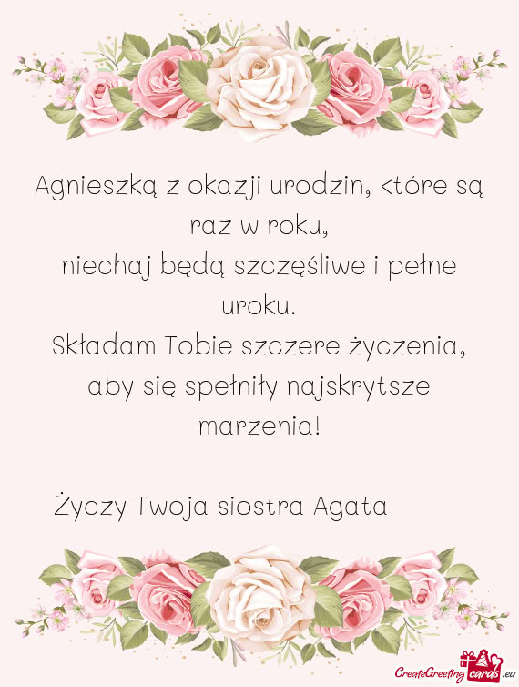 Agnieszką z okazji urodzin, które są raz w roku
