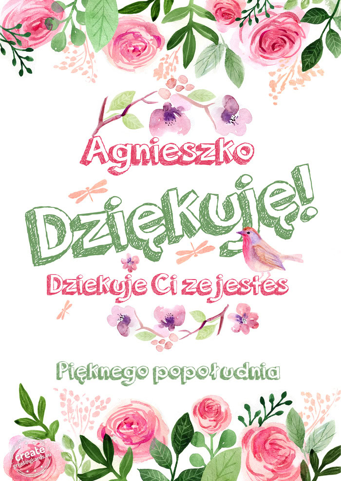 Agnieszko Dziękuje Dziekuje Ci ze jestes Pięknego popołudnia