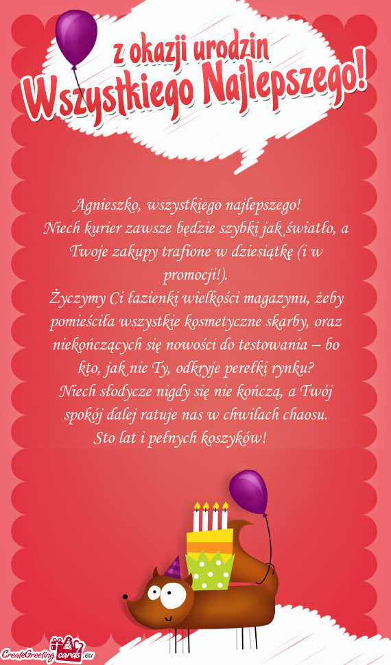 Agnieszko, wszystkiego najlepszego! 🎉