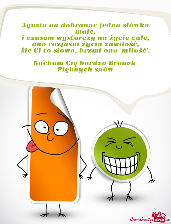 Agusiu na dobranoc jedno słówko małe