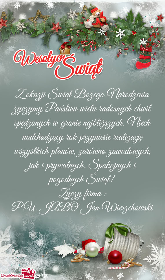 Ak i prywatnych. Spokojnych i pogodnych Świąt