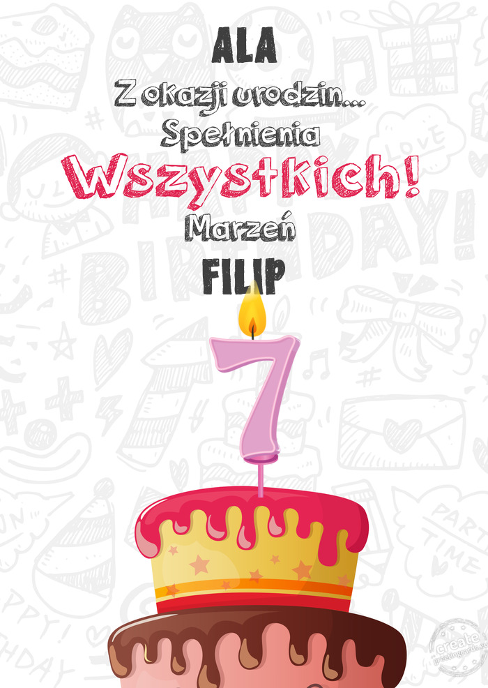 ALA Kartka z okazji 7 urodzin, FILIP