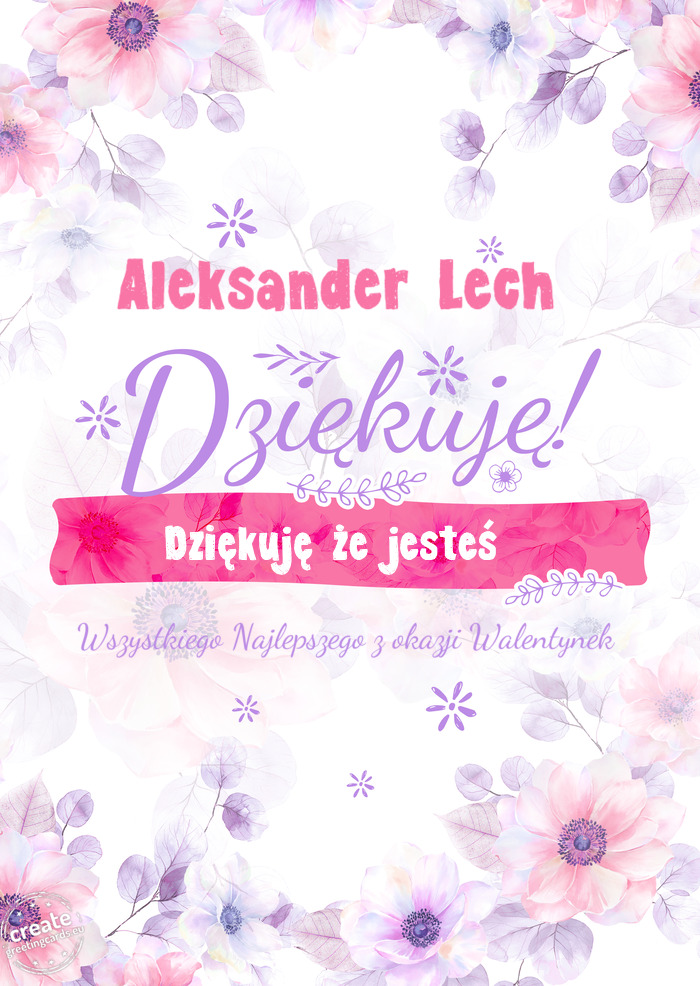 Aleksander Lech Dziękuje Dziękuję że jesteś  Wszystkiego Najlepszego z