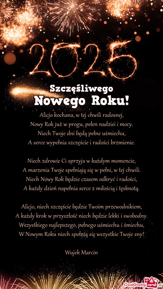 Alicjo kochana, w tej chwili radosnej