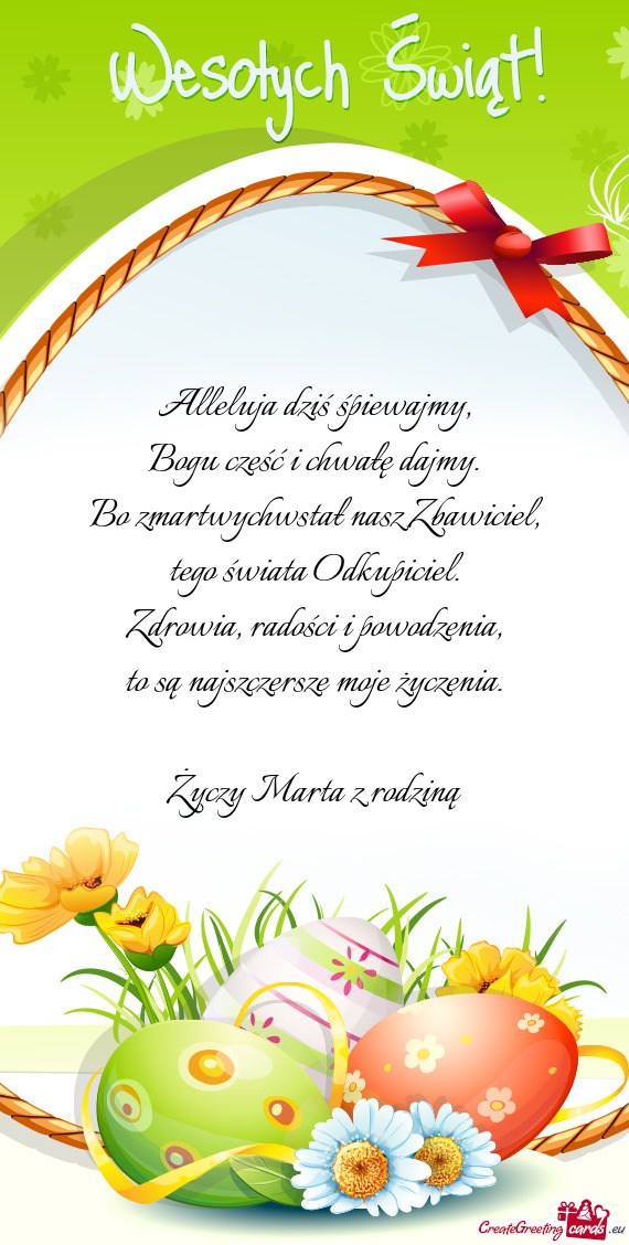 Alleluja dziś śpiewajmy,  Bogu cześć i chwałę dajmy.  Bo zmartwychwstał