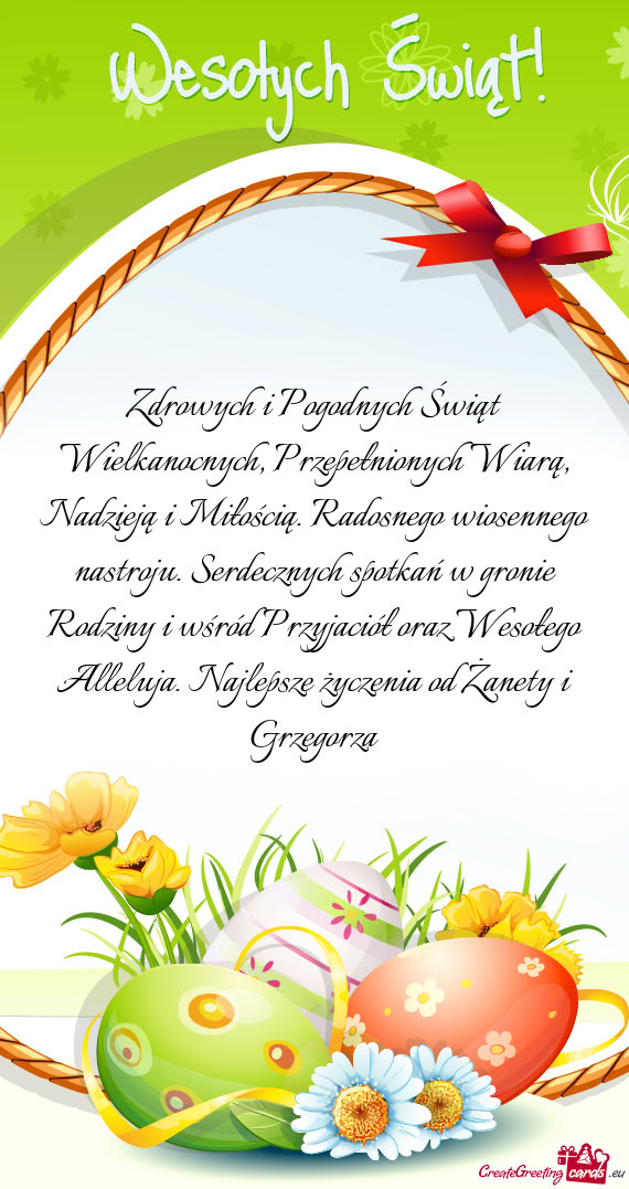 Alleluja. Najlepsze życzenia od Żanety i Grzegorza