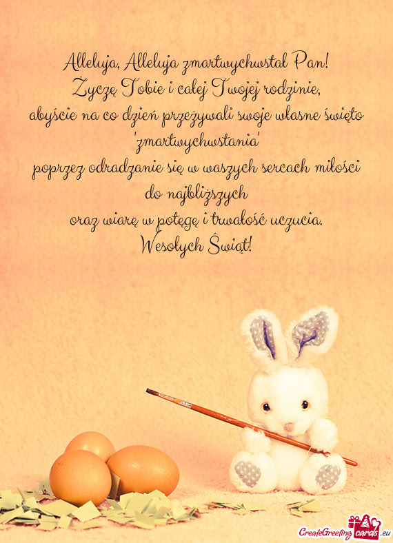 Alleluja zmartwychwstał Pan! Życzę Tobie i całej Twojej rodzinie
