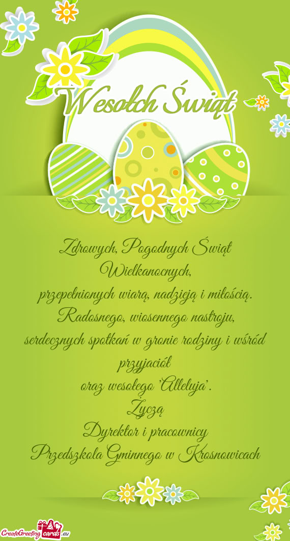 "Alleluja". Życzą Dyrektor