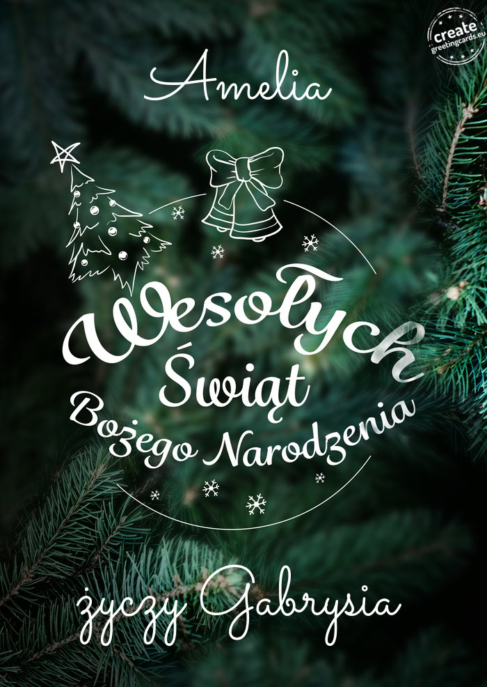 Amelia Wesołych Świat Bożego Narodzenia Gabrysia