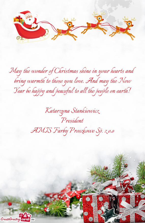 And may the New Year be happy and peaceful to all the people on earth! Katarzyna Stankiewicz Pr