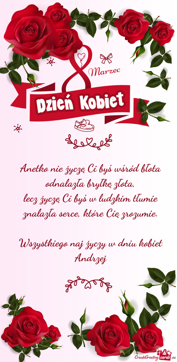 Anetko nie życzę Ci byś wśród błota