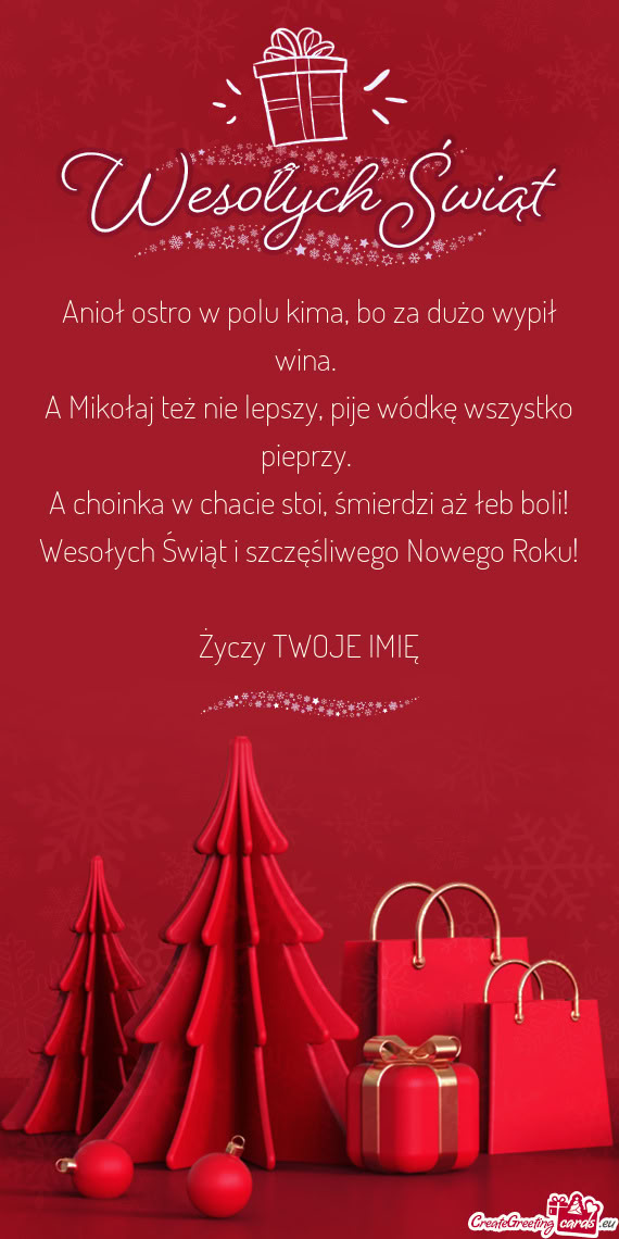 Anioł ostro w polu kima, bo za dużo wypił wina.   A Mikołaj też nie