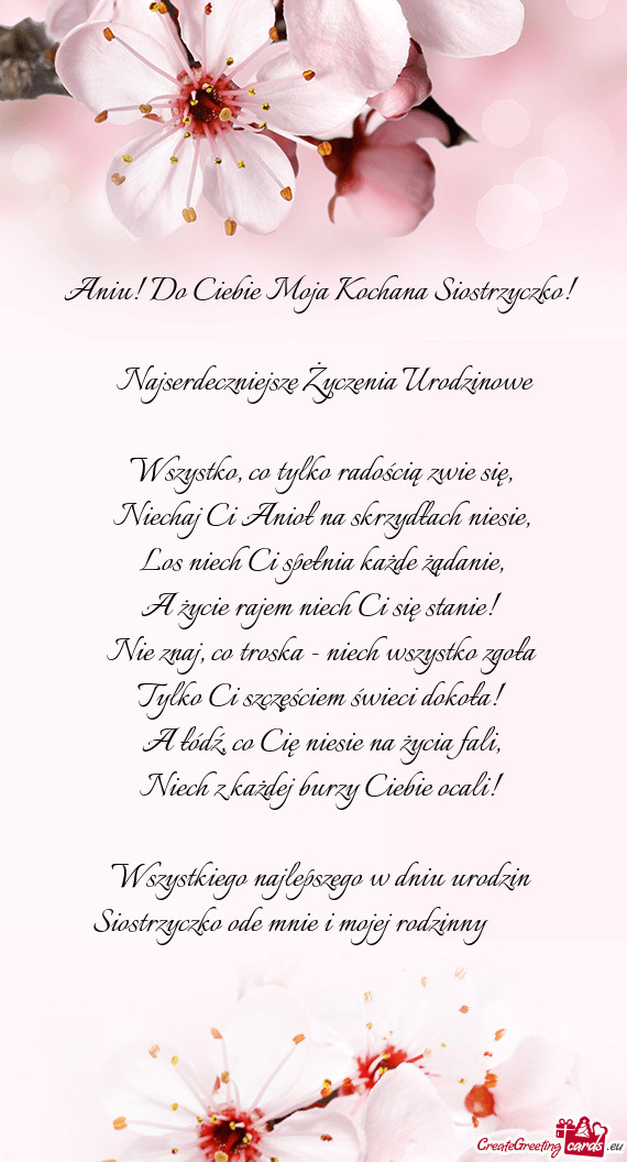 Aniu! Do Ciebie Moja Kochana Siostrzyczko