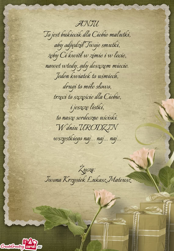 ANIU To jest bukiecik dla Ciebie malutki