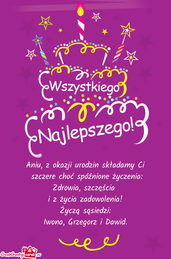 Aniu, z okazji urodzin składamy Ci