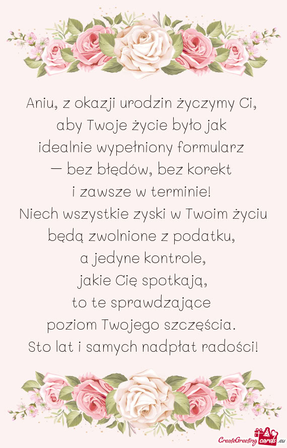 Aniu, z okazji urodzin życzymy Ci