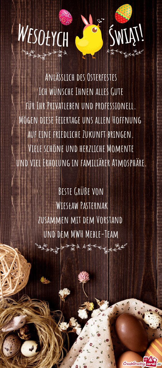 Anlässlich des Osterfestes