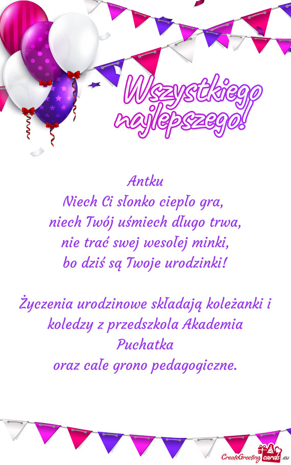 Antku Niech Ci słonko ciepło gra