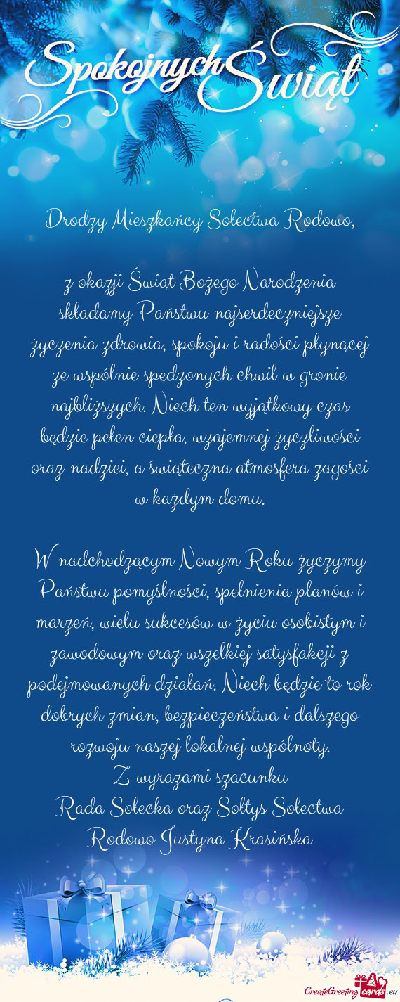 As będzie pełen ciepła, wzajemnej życzliwości oraz nadziei, a świąteczna atmosfera zagości w