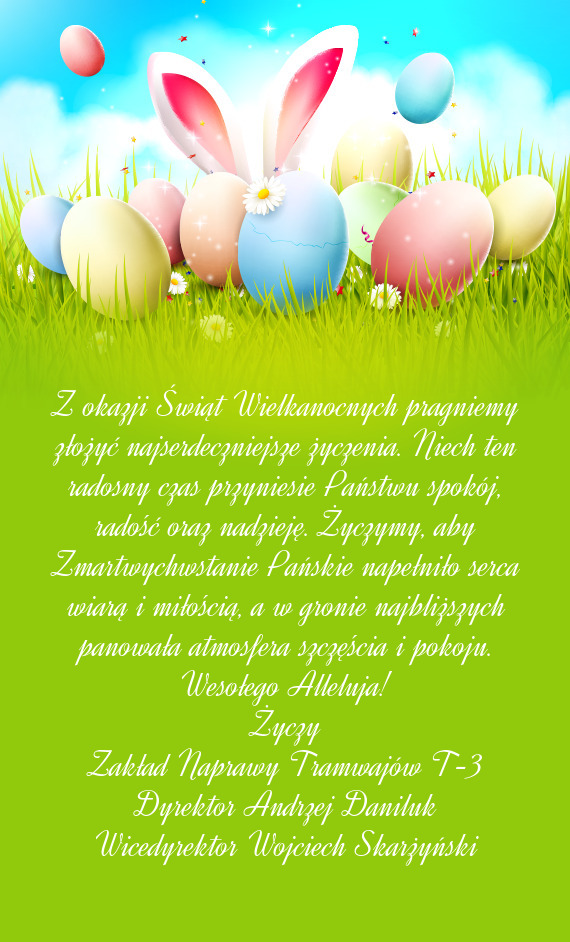 As przyniesie Państwu spokój, radość oraz nadzieję. Życzymy, aby Zmartwychwstanie Pańskie nap