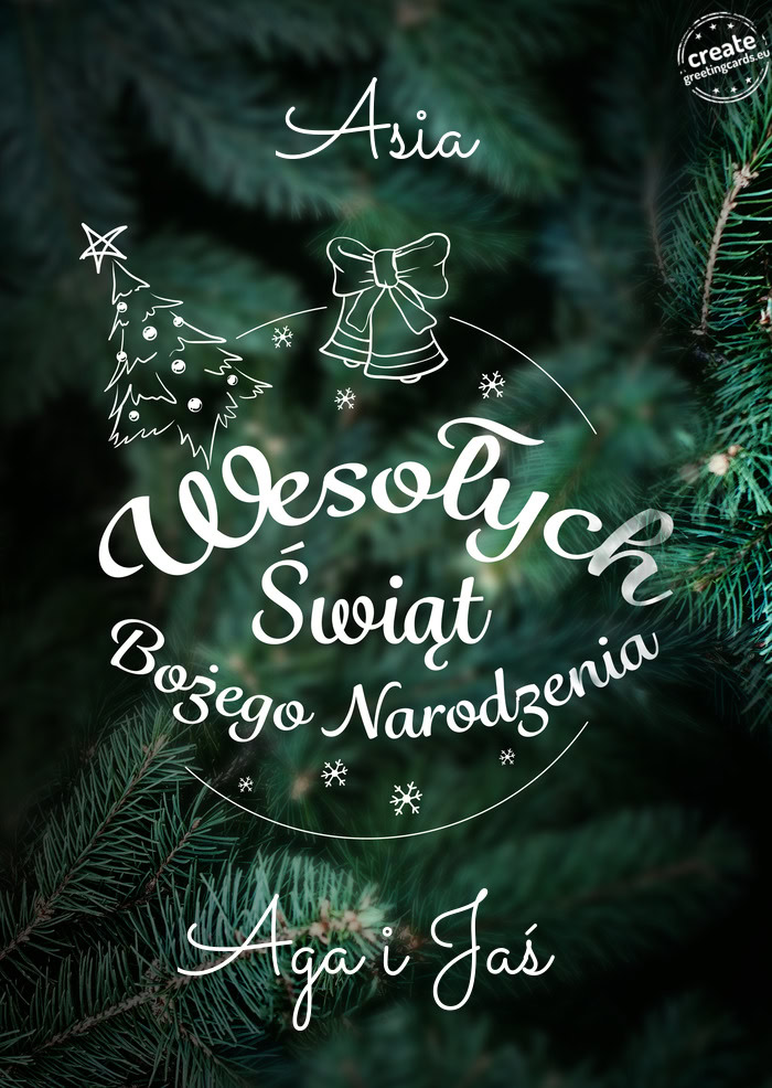 Asia Wesołych Świat Bożego Narodzenia Aga i Jaś