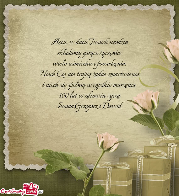Asiu, w dniu Twoich urodzin