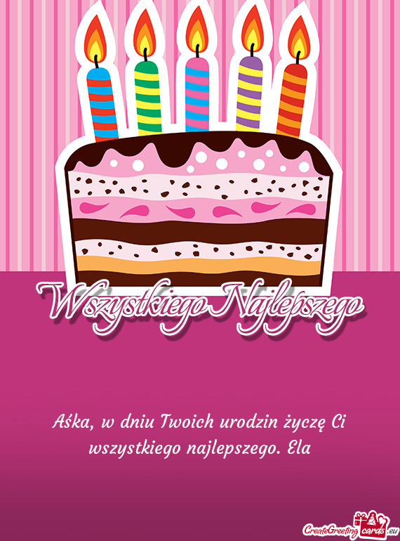 Aśka, w dniu Twoich urodzin życzę Ci wszystkiego najlepszego. Ela