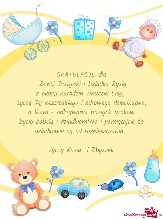 Babci Justynki i Dziadka Rysia