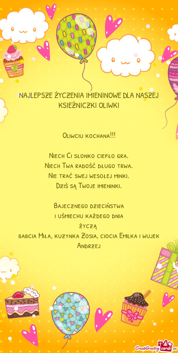 Babcia Miła, kuzynka Zosia, ciocia Emilka i wujek Andrzej