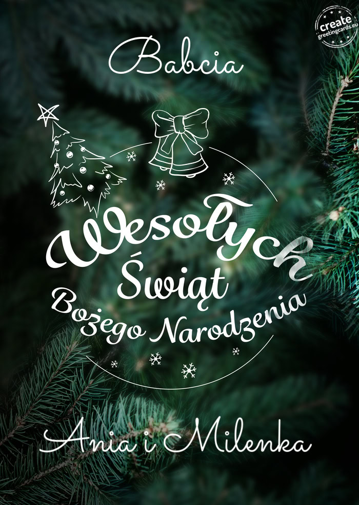 Babcia Wesołych Świat Bożego Narodzenia Ania i Milenka