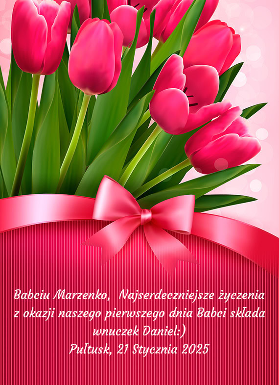 Babciu Marzenko, Najserdeczniejsze życzenia z okazji naszego pierwszego dnia Babci składa wnuczek