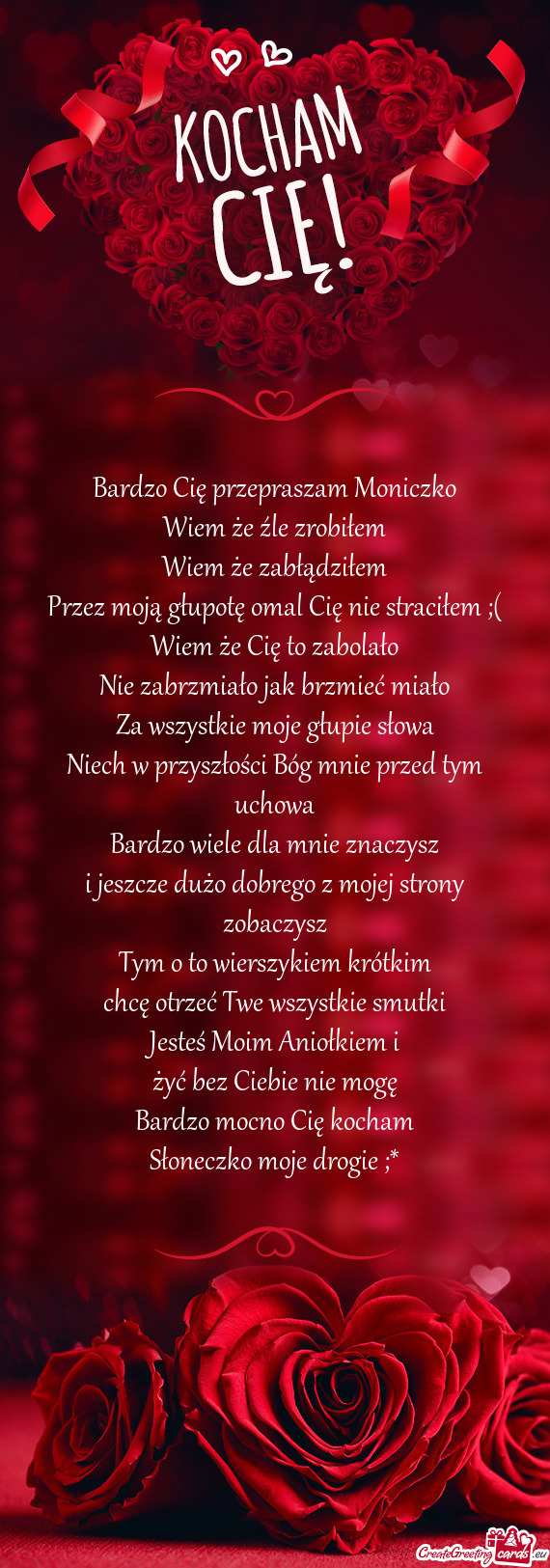 Bardzo Cię przepraszam Moniczko