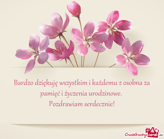 Bardzo dziękuję wszystkim i każdemu z osobna za pamięć i życzenia urodzinowe
