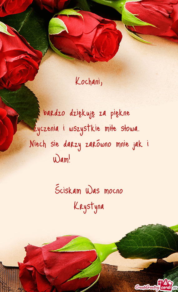 Bardzo dziękuję za piękne