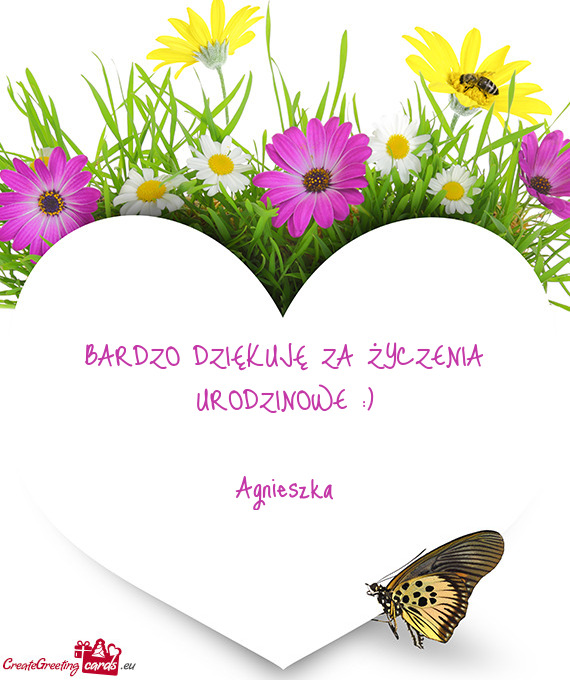 BARDZO DZIĘKUJĘ ZA ŻYCZENIA URODZINOWE :)    Agnieszka