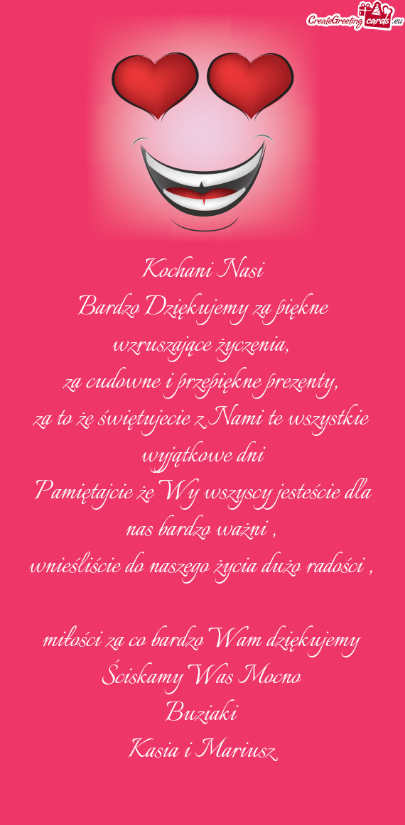 Bardzo Dziękujemy za piękne wzruszające życzenia