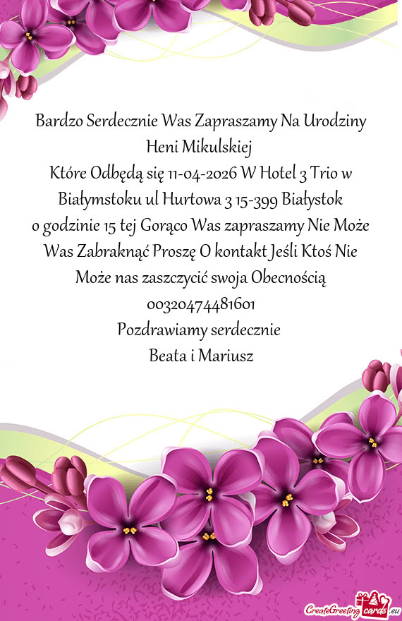 Bardzo Serdecznie Was Zapraszamy Na Urodziny Heni Mikulskiej