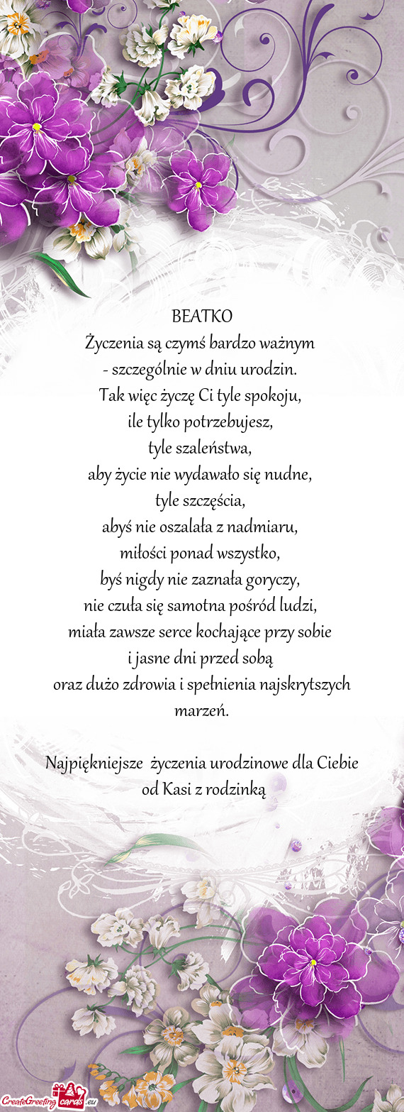 BEATKO Życzenia są czymś bardzo ważnym - szczególnie w dniu urodzin