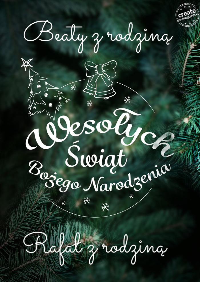 Beaty z rodziną Wesołych Świat Bożego Narodzenia Rafał z rodziną
