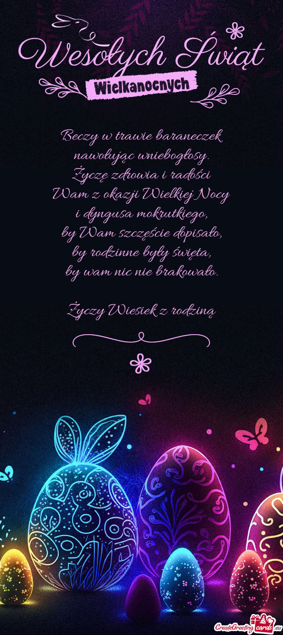 Beczy w trawie baraneczek  nawołując wniebogłosy.  Życzę zdrowia i