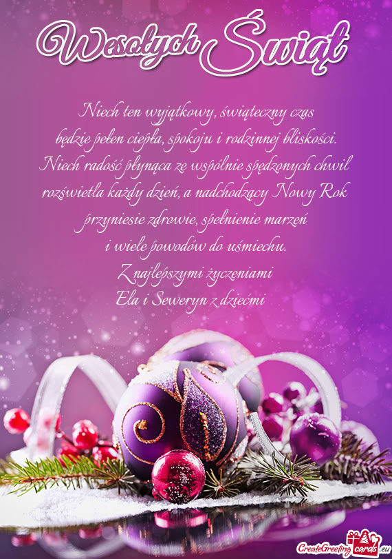 Będzie pełen ciepła, spokoju i rodzinnej bliskości