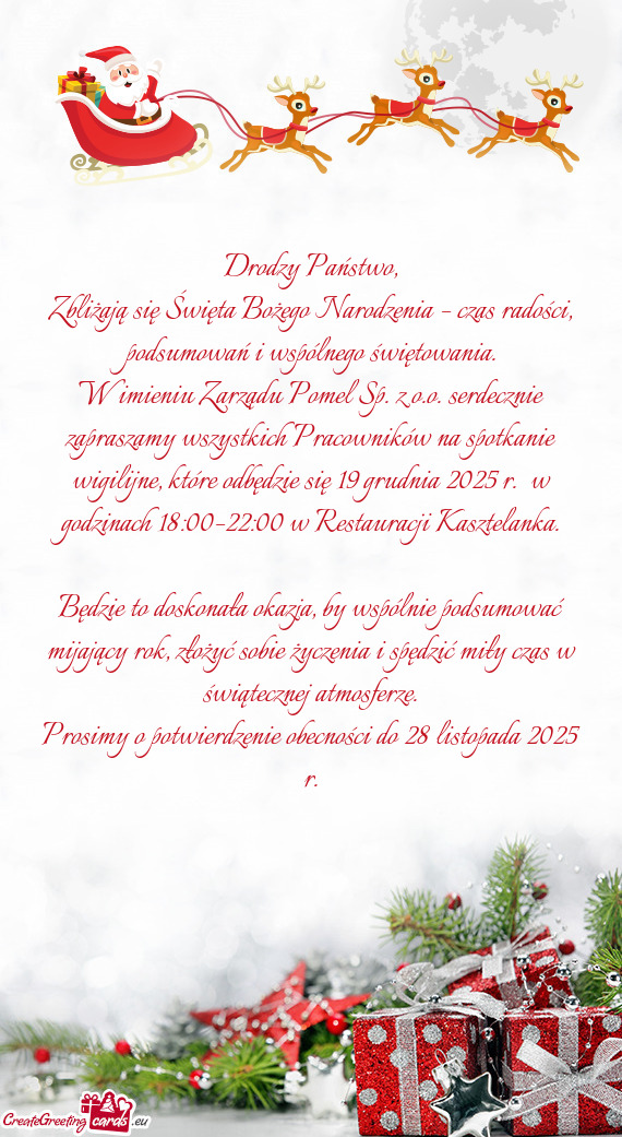 Będzie to doskonała okazja, by wspólnie podsumować mijający rok, złożyć sobie życzenia i sp