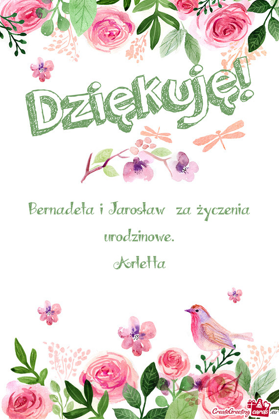 Bernadeta i Jarosław za życzenia urodzinowe