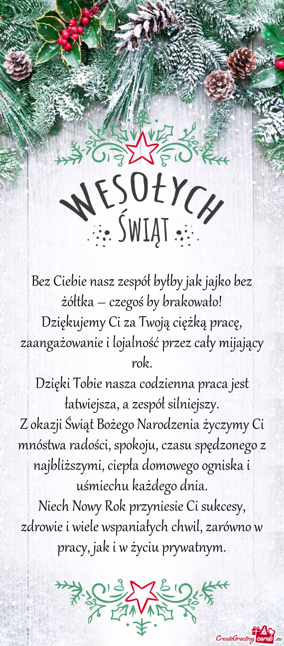 Bez Ciebie nasz zespół byłby jak jajko bez żółtka – czegoś by brakowało