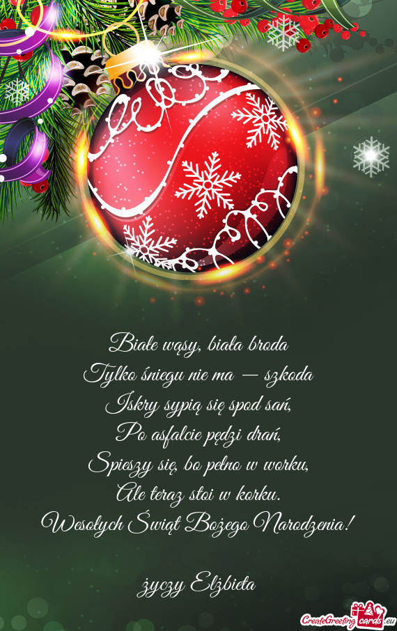 Biała broda Tylko śniegu nie ma — szkoda Iskry sypią się spod sań