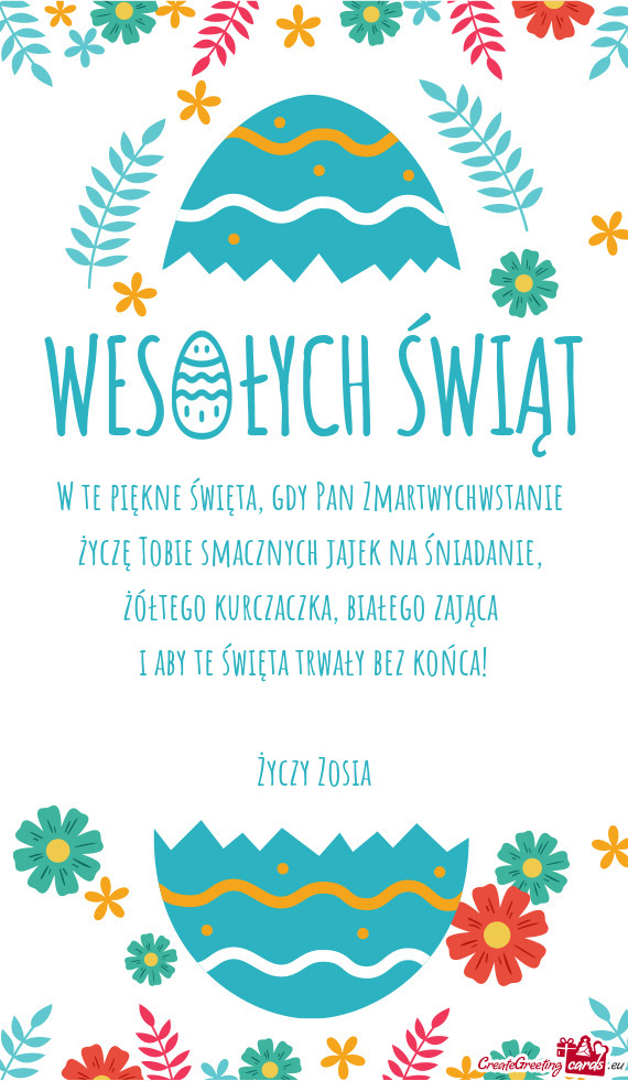 Białego zająca i aby te święta trwały bez końca! Zosia